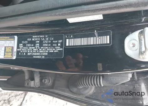 2024 Kia Forte Lxs из США, поврежденный, VIN 3KPF24AD4RE723898